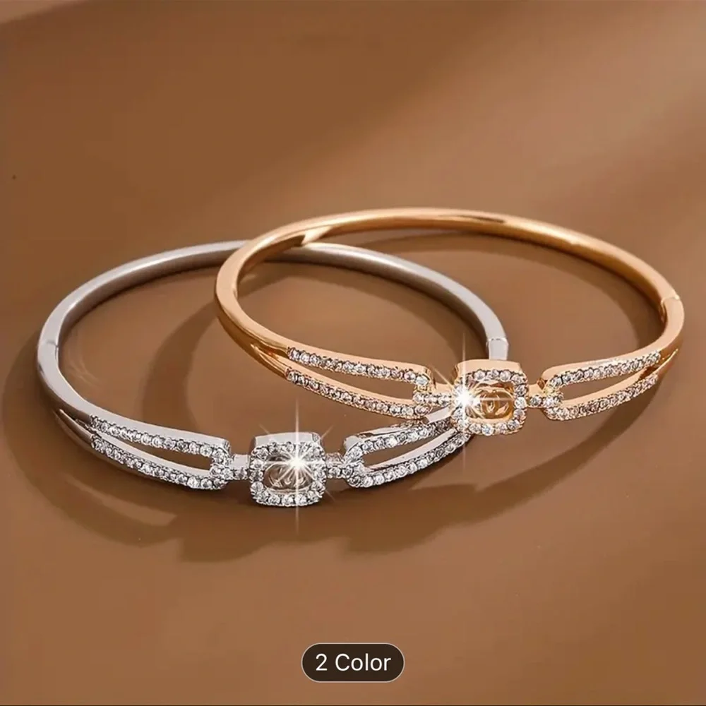 Elegant Zirconia-inlaid Bracelet, A Versatile And Trendy Fashion Accessory - Picture 3 of 9